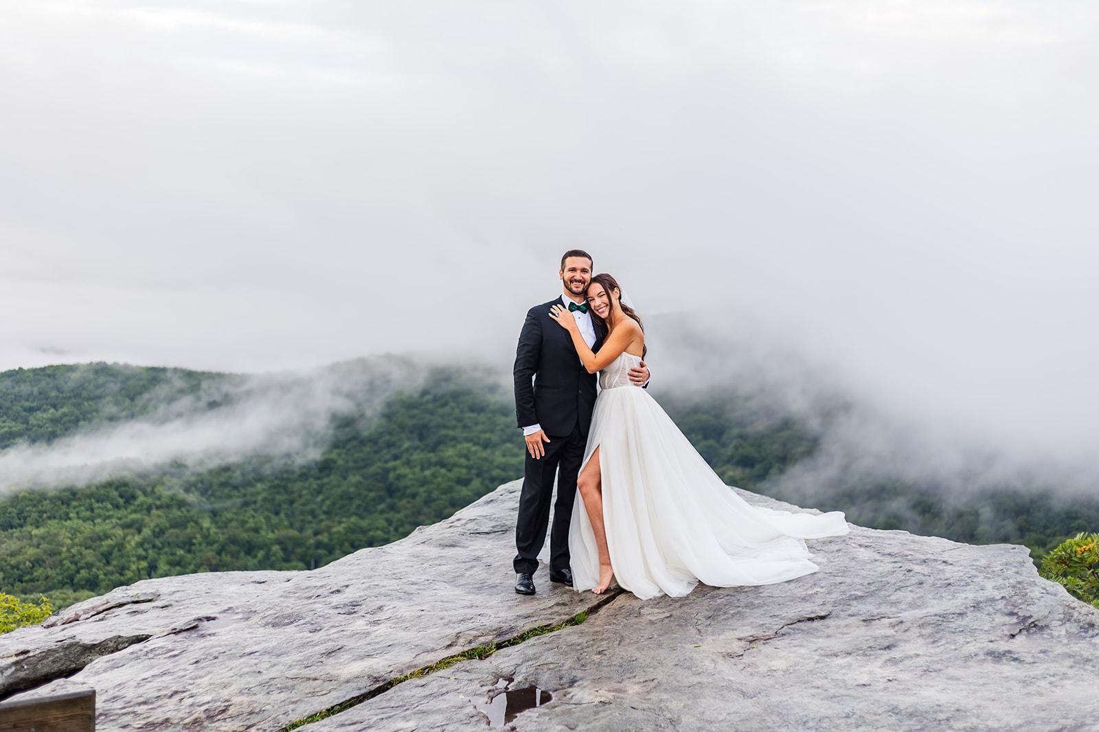 A Foggy Morning Elopement at Blue Ridge Parkway, Rough Ridge Trail
